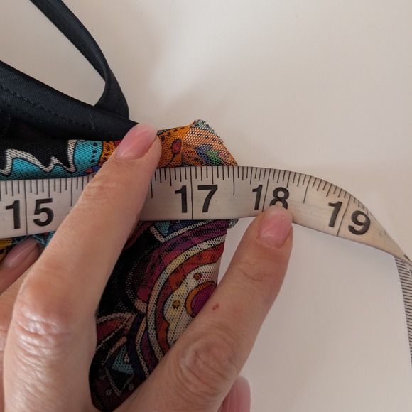 Mazu Swim Tankini Top L Black Paisley Mesh Tiered Babydoll Ruffle Boho Beachy - Picture 9 of 10